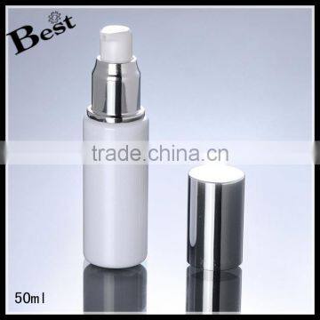 Cosmetic 2017 Hot New Products White Lotion 50ml Plastic Bottle With Pump Dispenser Silver Aluminum Pump Plastic Bottles photo-2