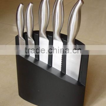 5-Pieces Knife set: 5 S/S knives in hollow handle + wooden knife block.