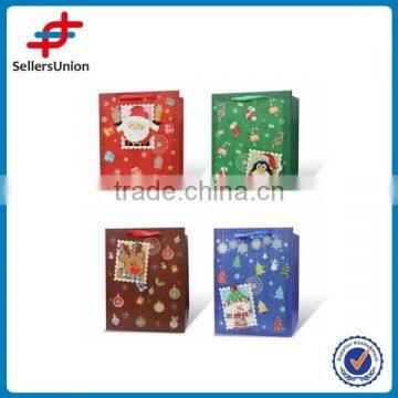 Christmas gift paper bags "M" ,fancy paper bags, 4 deisgns cheap paper gift bags with handles