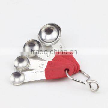 4pcs Stainless Steel Mini Measuring Spoon Sets With Red Handle photo-4