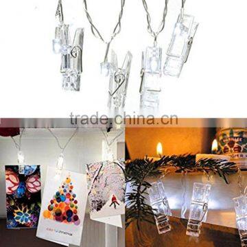 2017 Battery Powered LED Photo Clip String Lights Transparent Cable With 20 LED photo-2
