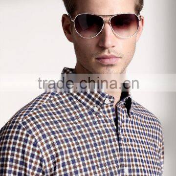 New Design Small Checked Blends Cotton Men Shirt SL0070 photo-3