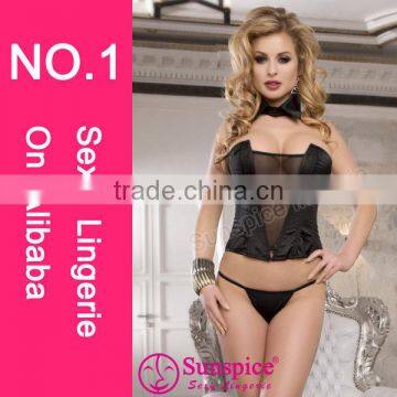 2015 new style top quality wetlook lingerice mesh lingerice sexy busty corset bustier