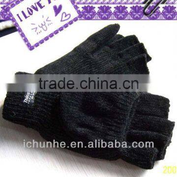 majored factory for black soft chenille fingerless gloves