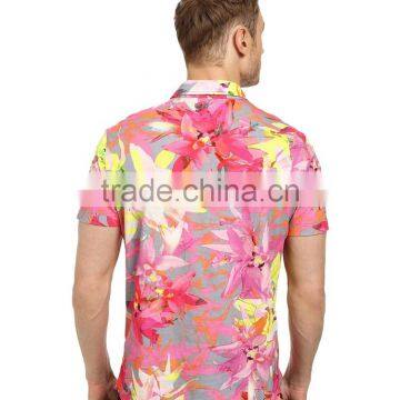 Latest Design Sublimated Full Summer Flower Printed Polo Shirt 100% Polyester Polo Shirt photo-3