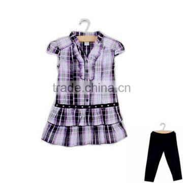 R&H Short Sleeve Woven Breathable With Leggings Plaid Wholesale Children Clothes photo-3