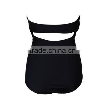 Wholesale One Piece Plain Black Women Swimwear photo-6