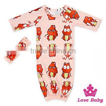 Stylish Little Boys&Girls Clothing Boutique Printing Pattern Baby Outdoor Sleeping Bag With Bow Headband Casual Suit Set photo-3