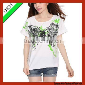 2015Customer 100% cotton t-shirt women print t-shirt OEM