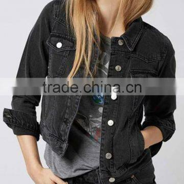 Runwaylover EY1034C Washed denim bomber women jeans jacket with custom service