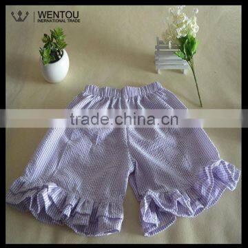 New Personalized Striped Ruffle Seersucker Girls Shorts photo-5