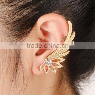 Gold Plated Single Angle Wing Shape Ear Hook Earrings Earring Cuffs