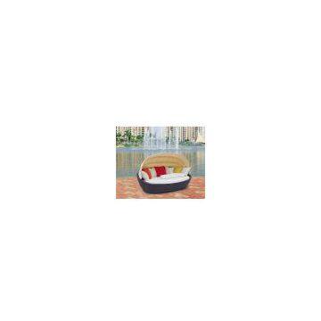 Round Shape Rattan Lounge Chair Sun Bed