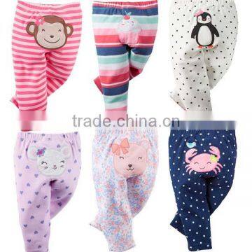 embroidered animal 100% cotton infant baby pants