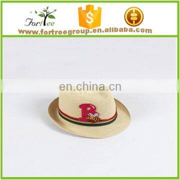 eco friendly children baby cute straw woven fedora hat