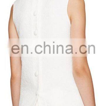 New Fashion Lady Blouse & Top Designs Ivory Beaded Collar Woman Blouse photo-4