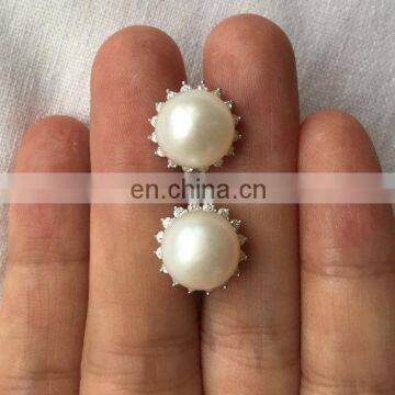 Pearl Bridal Ear Pearl Crystal Earrings Stud Flower Pearl Studs Earring Wedding Earings Jewelry photo-2