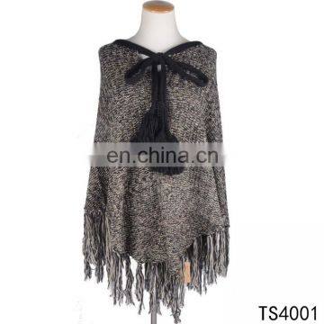 TOROS 2017 fashionable winter women 100% acrylic knit fringe poncho