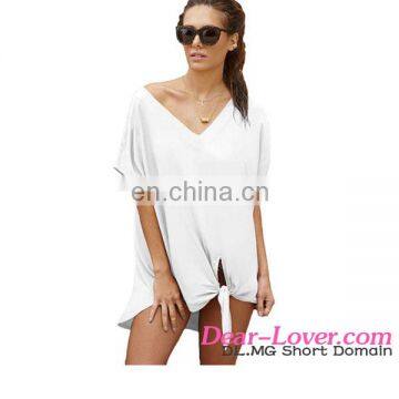 Latest Summer New Design Sexy Beach White Breezy Tie The Knot Bikini Cover Up