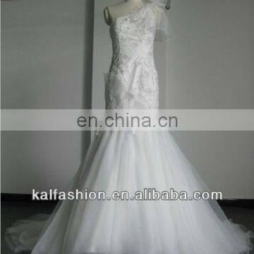 EB2216 sloping shoulder beading flower wedding dress | 2016 sexy mermaid wedding