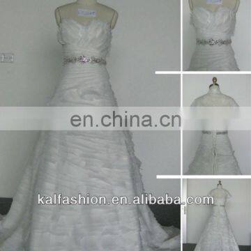 EB2209 Backless beading belt with coat wedding dress