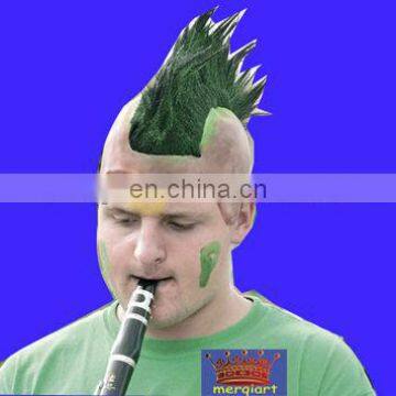 Black mohawk wig with black band for sport events rally hawks