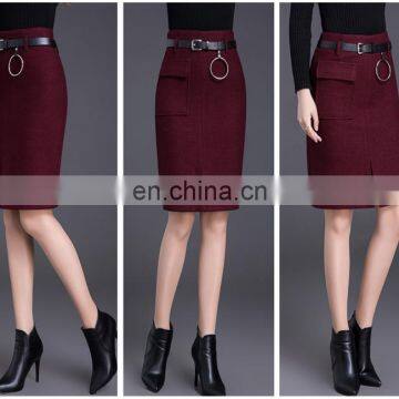 OEM Fashion Medium Wine Red Office Skirt Warm Season Women Pencil Skirt