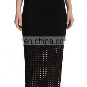 Women Skirts High Waist Sexy Perforated Overlay Bodycon Plus Size Women Pencil Skirt