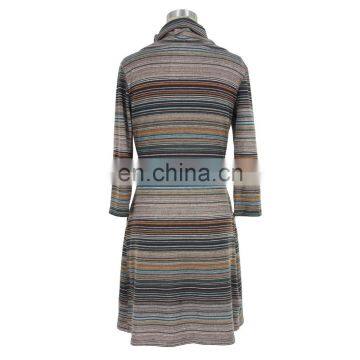 Stripe Print Mature Women Dress Guangzhou Manufacturer photo-2