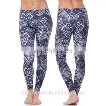 Full-length Skin Tight Compression Quick Dry Lady Printed Fitness Sport Yoga Pants Legging