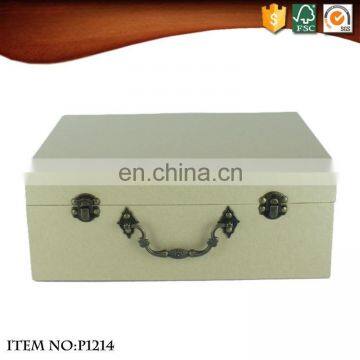 Vintage Kraft Paper Suitcase Storage Box With Iron Handle photo-3