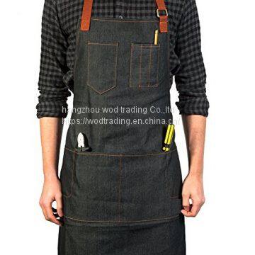 Lightweight denim tool apron with many pockets