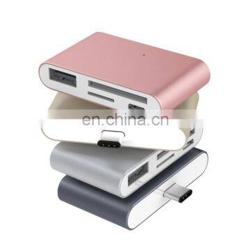 Digital Type C Card Reader USB C OTG USB 2.0 Hub/TF/SD Card Reader 4 IN 1 USB 3.1 with Micro USB Charging Port for MacBook