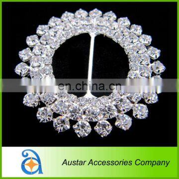 Round Flower shape crystal rhinestone buckles for wedding invitations,Wedding chair sash buckle,chair cover ribbon slider