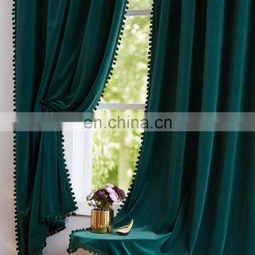 2020 classic pom pom design blackout Italian velvet curtains