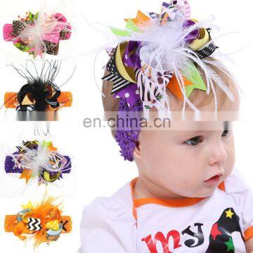 Halloween Girl Headband hair clips Baby Feather Spider headwear 4Colors