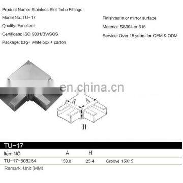 Stainless Steel Rail Fitting 90 Degree Elbow Slot Tube Connector photo-6