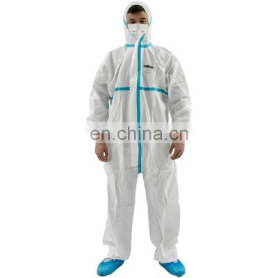 China PP+PE White Paint Doctor Protection Suit With CE Level 5 6 Medical Clothing