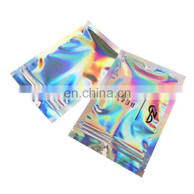 Golden silver holographic merchandise packing laminated packaging bag plastic bag