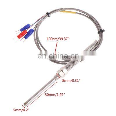 PT100 Probe Thermocouple 3 Wire M8 Thread, Temperature Sensor 0 - 400C Thermal Resistance 1M photo-4