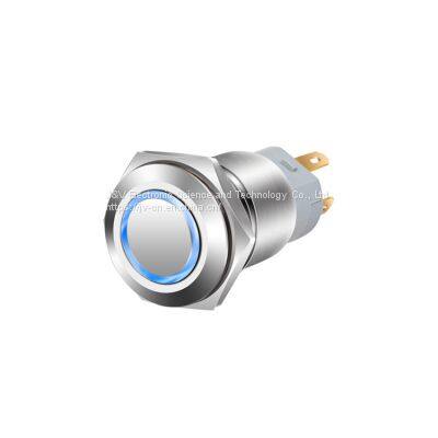 J&V Stainless Steel Metal Self-locking Button Switch 16MM