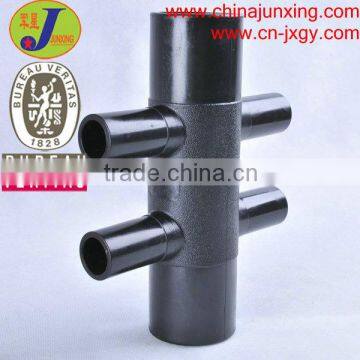 Junxing Pe geothermal fittings six-way reducing tee