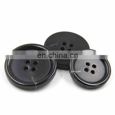 Quality assured 4 hole natural custom black horn buttons for jacket