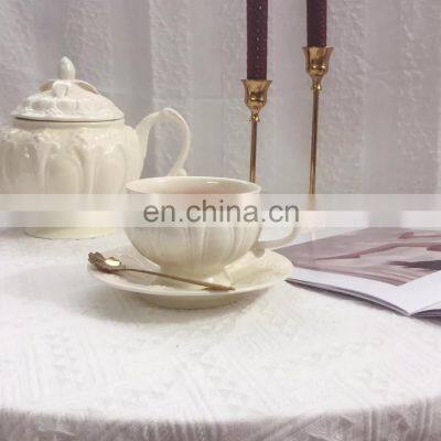 English Luxury Embossed European Style Ceramic Porcelain Tea and Coffee Cup Pot Gift Set photo-4
