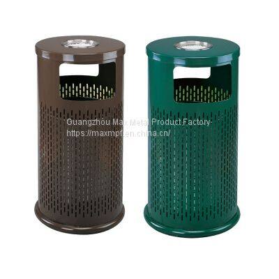 MAX-HK73 Wholesale Outdoor Street Steel Bucket Recycling Dust Bin Outside Litter Bins Garbage with Ashtray