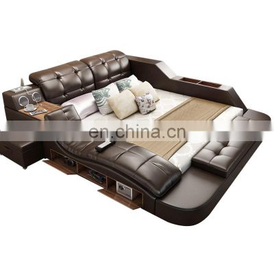 Modern Leather Leather Bed With Storage Box Function Bedroom Furniture Set