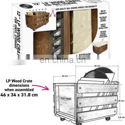 Wooden LP Record Vinyl Storage Crate photo-5