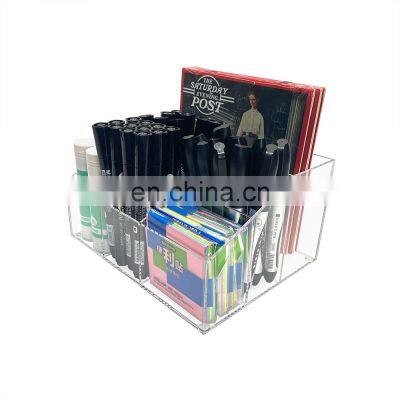 Clear Acrylic Desk Pen Organizer 7 Compartments Pencil Holder Desktop Acrylic Stationery Organizer for School Office photo-2