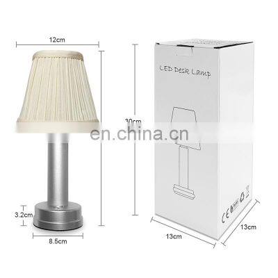 Amazon  Bedroom Bedside Luxury Led Touch Control Fabrics Table Lamp Modern Desk Night Light Decoration For Home