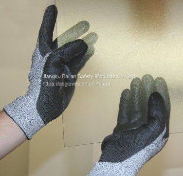 13 Gauge HPPE Knitted 5 Level PU Coated Anti Cut Glove